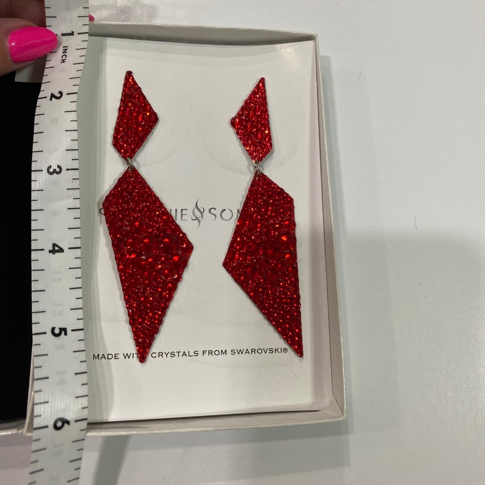 Stefanie Somers red crystal earrings